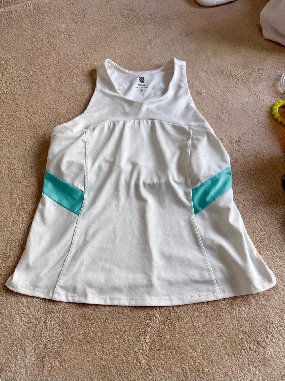 K-Swiss White Tank Top with Teal Side Panels